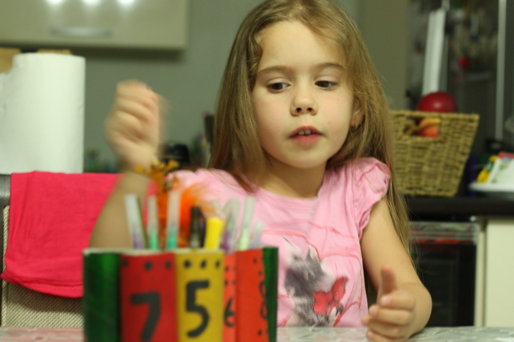 create recycled pen holders  #prechool and learn to count