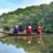 women on a wooden boat